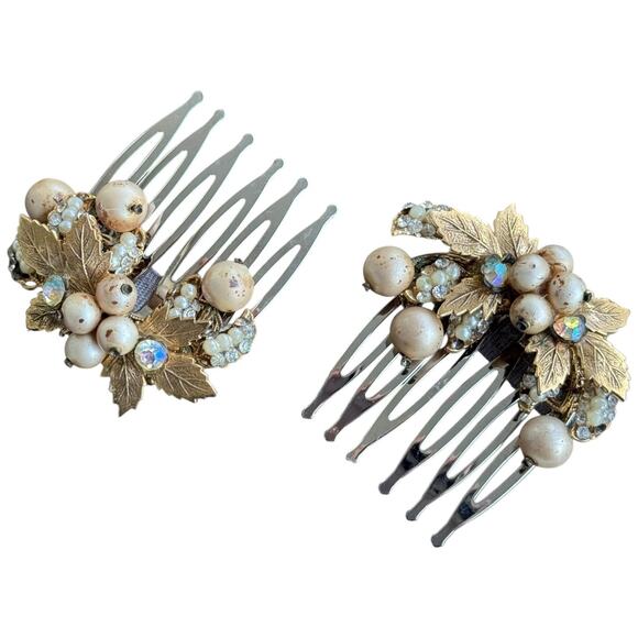 Bridal Hair Comb Vintage Gold Leaf Bronze Vintage Haskell Wedding Hairpiece - Picture 4 of 7